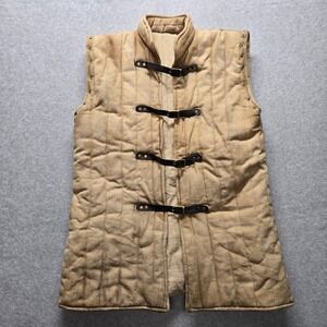 Medieval Quilted Gambeson Vest Tan Canvas Padded Armor LARP Reenactment Cosplay